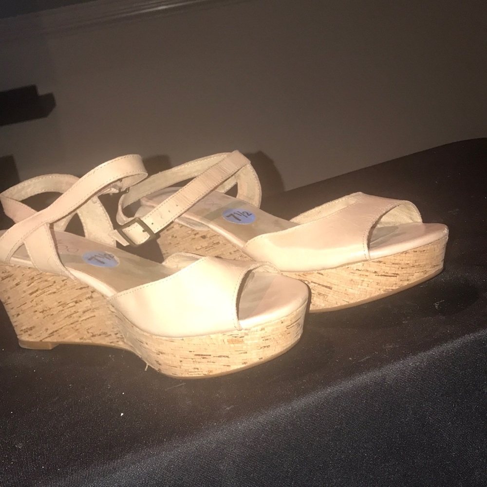 Tan wedge heels
